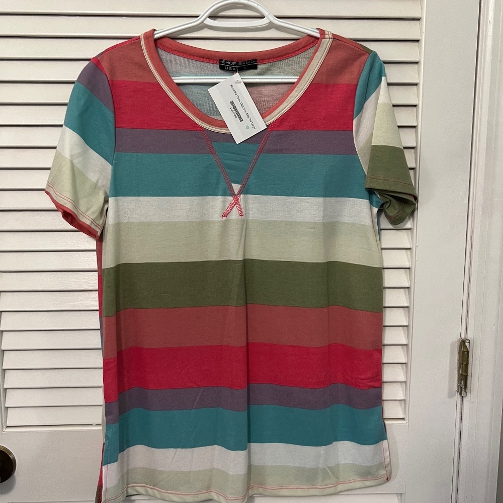 Striped Top NWT Large